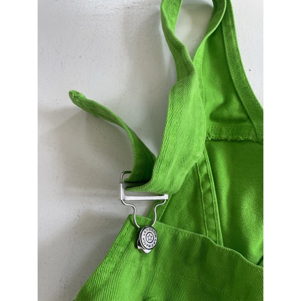 Vintage WATCH L.A. Overalls Womens XL Cotton Denim Jeans GREEN Bibs USA 90s - Picture 8 of 13